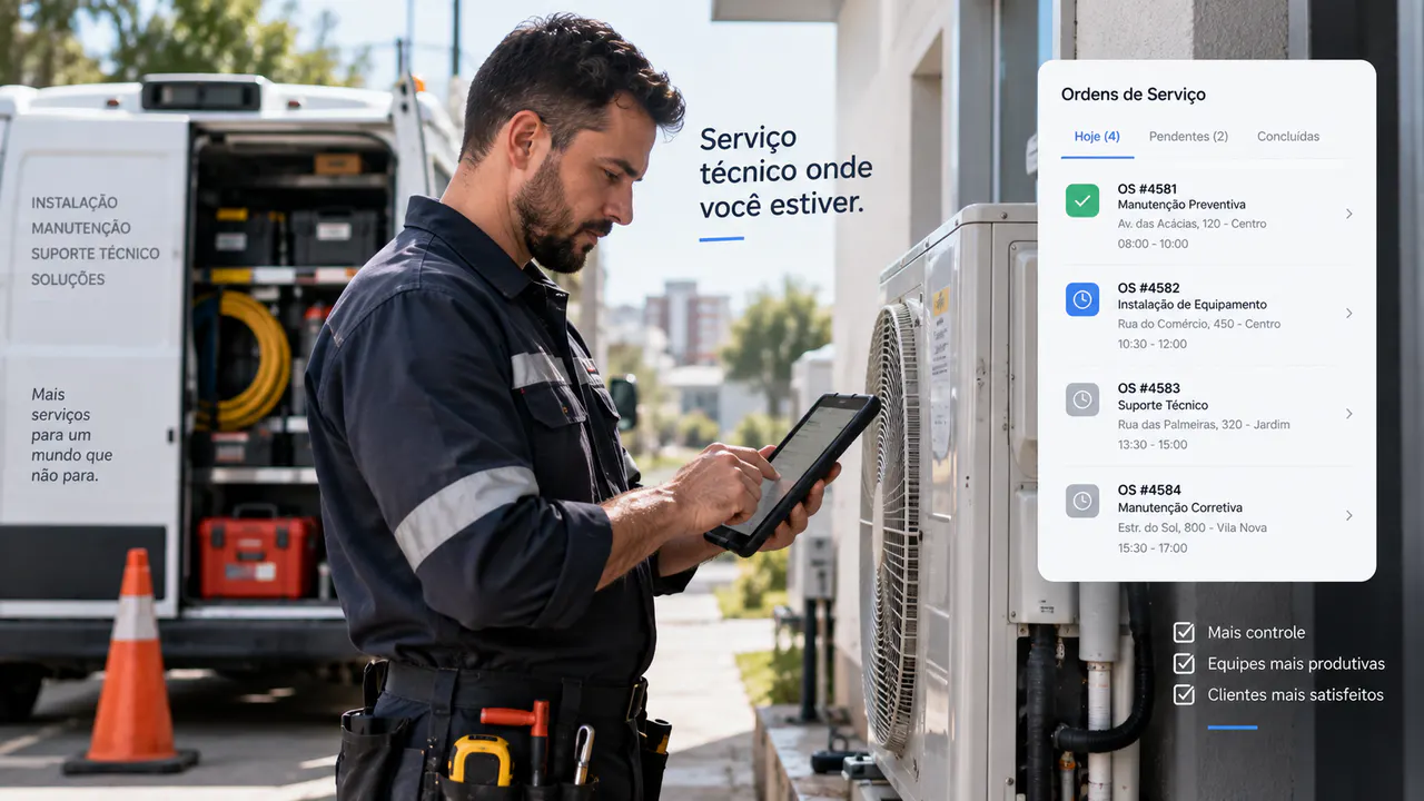 Equipe de serviços técnicos em trabalho